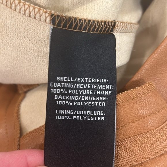 7 For All Mankind Faux Leather Wide Leg Cropped Pants Saddle Tan Size L - Picture 10 of 16